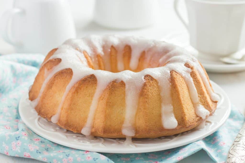 Pound cake covered in a lemon glaze