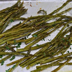 Roasted asparagus fresh out of the oven