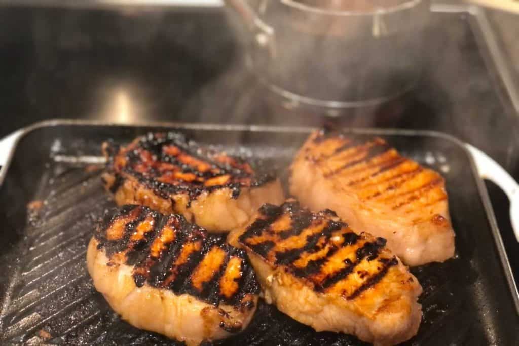 Pork chops on the indoor grill