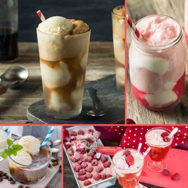 A collage of ice cream float pictures