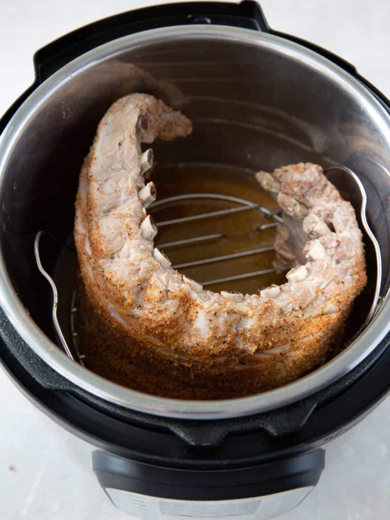 Cooked baby back ribs in an instant pot