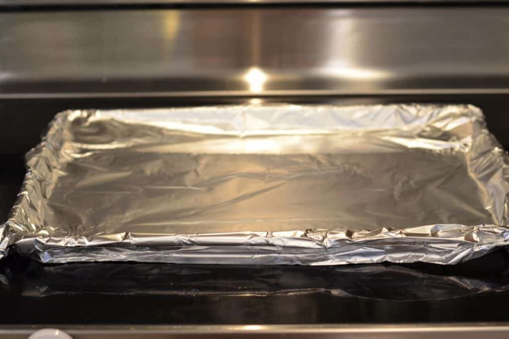 Foil lined baking sheet