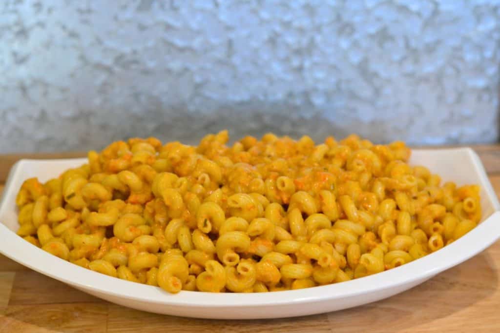 Roasted Cherry Tomato sauce with pasta on a serving platter
