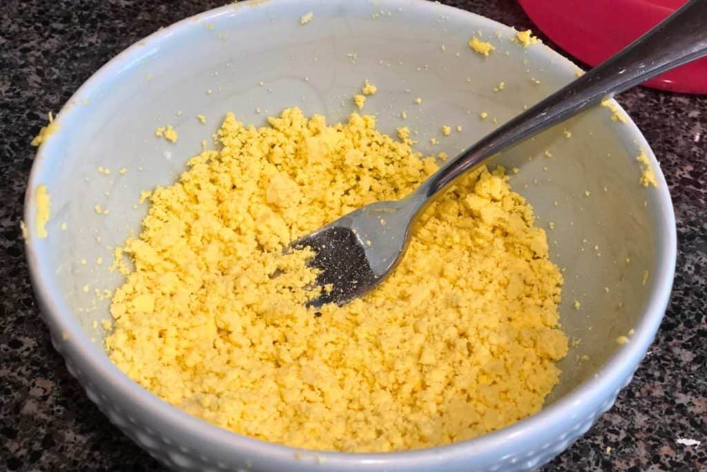 crumbled hard boiled egg yolk