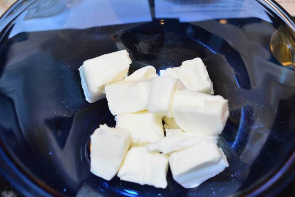 Cubes of shortening in a glass bowl